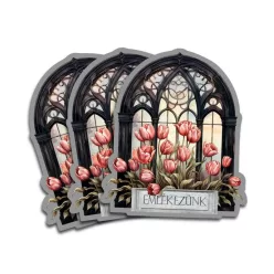   Nyomtatott dekorkarton - Emlékezünk tulipános ablak 3db/cs