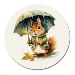   Nyomtatott fa tábla koszorú közép - Mókuska esernyővel 11,8