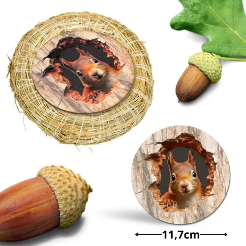Nyomtatott fa tábla koszorú közép - Kíváncsi mókus 11,8