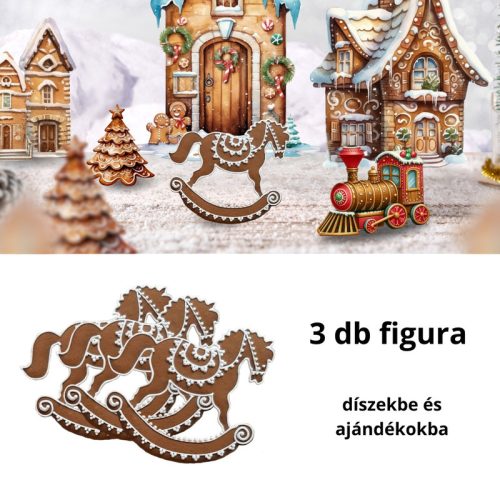 Nyomtatott dekorkarton - Mézeskalács hintaló 3db/csomag