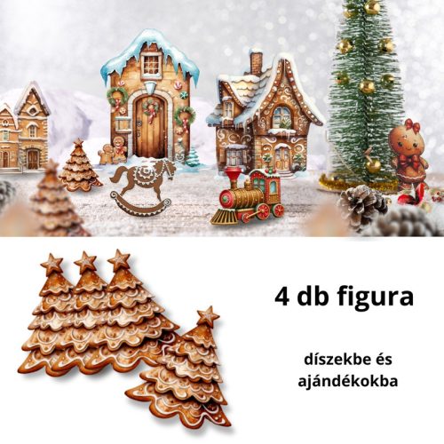 Nyomtatott dekorkarton - Mézeskalács fenyő 4db/csomag