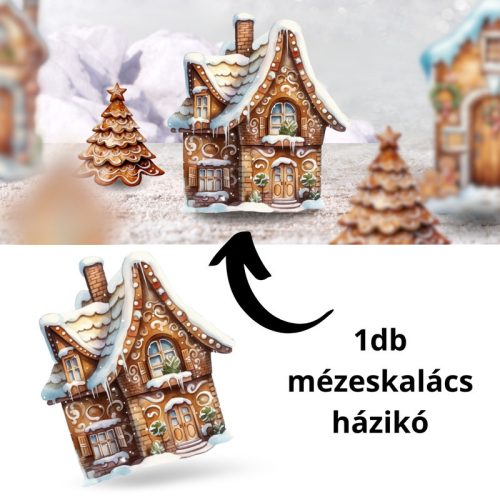 Nyomtatott dekorkarton - Mézeskalács házikó 15cm