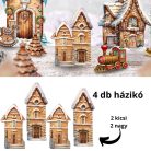 Nyomtatott dekorkarton - Mézeskalács házikók 4db/csomag