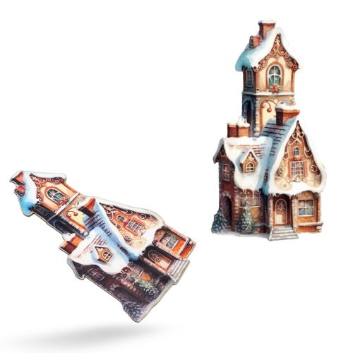 Nyomtatott dekorkarton - Mézeskalács magas ház 9x17cm