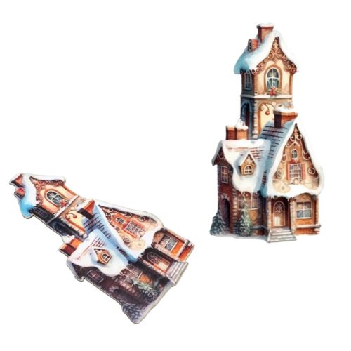 Nyomtatott dekorkarton - Mézeskalács magas ház 9x17cm