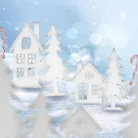 Natúr fa - Házikó szett 2db/cs fehér-ezüst