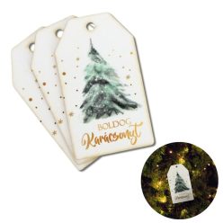   Nyomtatott dekorkarton - Boldog karácsonyt zöld fenyő táblák 3db/cs