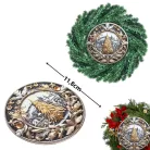 Nyomtatott fa tábla koszorú közép - Arany fenyő 11,8cm