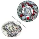 Nyomtatott fa tábla koszorú közép - Karácsonyi ablak grincsfa 11,8cm