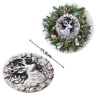 Nyomtatott fa tábla koszorú közép - Fehér szarvas 11,8cm