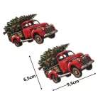 Nyomtatott dekorkarton - Autó fenyővel 9,5cm 2db/csomag