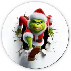   Nyomtatott fa tábla koszorú közép - Faltörő grincs 11,8cm