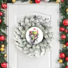 Nyomtatott fa tábla koszorú közép - Faltörő grincs 11,8cm