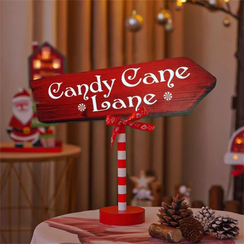 Nyomtatott dekorkarton - Candy Cane Lane útjelző 26cm