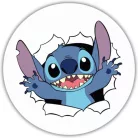 Nyomtatott fa tábla koszorú közép - Stitch vagyok! 11,8cm