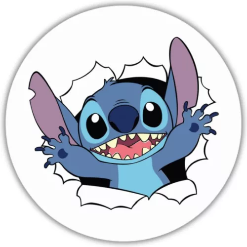 Nyomtatott fa tábla koszorú közép - Stitch vagyok! 11,8cm