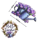 Nyomtatott dekorkarton - Virágos kanna - krókusz 8,9x9,9cm 2db/csomag