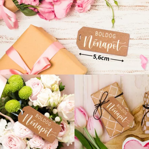 Nyomtatott dekorkarton - Boldog nőnapot scrapbook táblák 5db/cs natúr