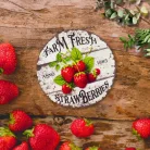 Nyomtatott fa tábla - Eper farm koszorú közép 11,8cm