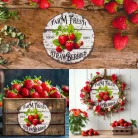 Nyomtatott fa tábla - Eper farm koszorú közép 11,8cm