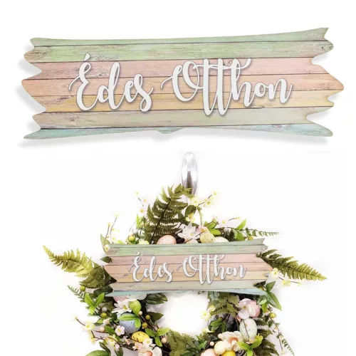 Nyomtatott dekorkarton - Édes Otthon pasztell tábla 7x20cm