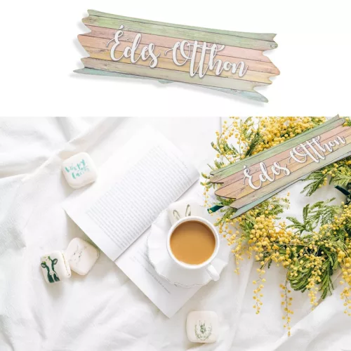 Nyomtatott dekorkarton - Édes Otthon pasztell tábla 7x20cm