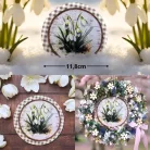 Nyomtatott fa tábla - Hóvirágok retró koszorú közép 11,8cm