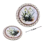 Nyomtatott fa tábla - Hóvirágok retró koszorú közép 11,8cm