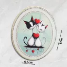 Nyomtatott dekorkarton - Valentin napi szerelmes cicák ovál tábla 3db/cs