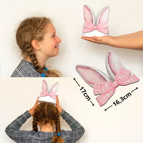 Nyomtatott dekorkarton - Nyuszifül rózsaszín 16x17cm