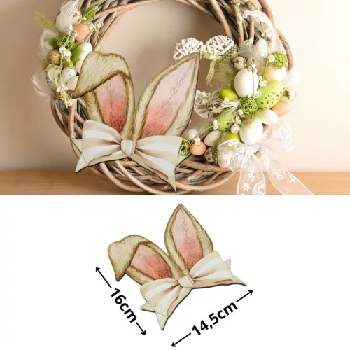 Nyomtatott dekorkarton - Nyuszifül natúr 14,5x16cm