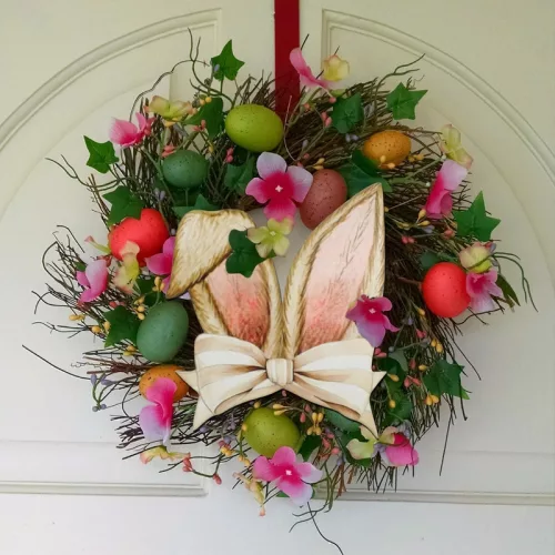 Nyomtatott dekorkarton - Nyuszifül natúr 14,5x16cm