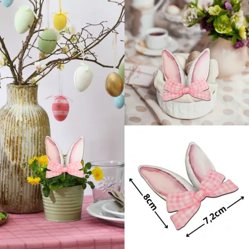 Nyomtatott dekorkarton - Nyuszifül rózsaszín kicsi 2db/csomag