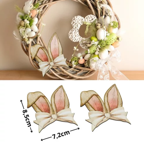 Nyomtatott dekorkarton - Nyuszifül natúr kicsi 2db/csomag