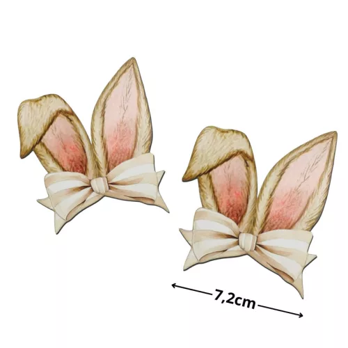 Nyomtatott dekorkarton - Nyuszifül natúr kicsi 2db/csomag