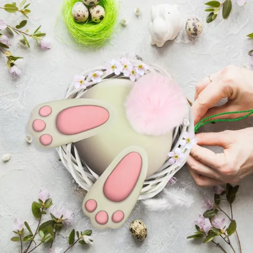 Nyomtatott dekorkarton - Nyuszi popi rózsaszín 20cm