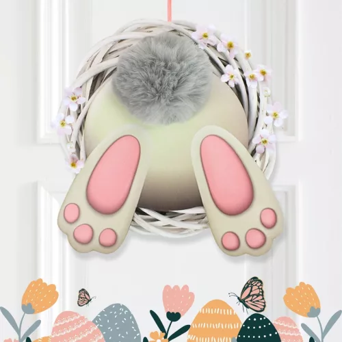 Nyomtatott dekorkarton - Nyuszi popi szürke 20cm