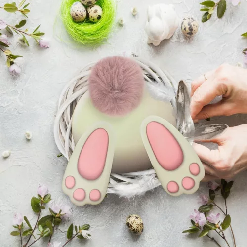 Nyomtatott dekorkarton - Nyuszi popi mályva 20cm