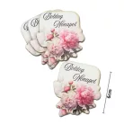 Nyomtatott dekorkarton - Boldog nőnapot virágos tábla - rózsaszín 4db/csomag