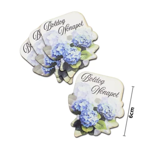 Nyomtatott dekorkarton - Boldog nőnapot virágos tábla - kék 4db/csomag