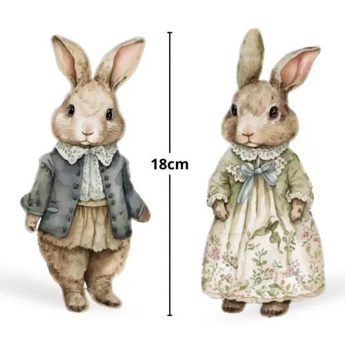 Nyomtatott dekorkarton - Klasszik nyuszi pár 18cm 2db/csomag