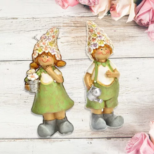 Nyomtatott dekorkarton - Virágsapkás pár 2/csomag