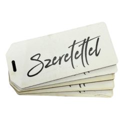   Nyomtatott dekorkarton - Szeretettel biléta fehér 5db/csomag