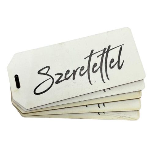 Nyomtatott dekorkarton - Szeretettel biléta fehér 5db/csomag