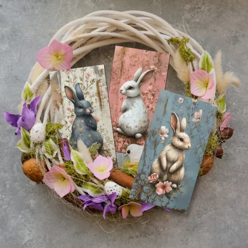 Nyomtatott dekorkarton - Vintage nyuszik 3db/csomag