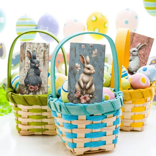 Nyomtatott dekorkarton - Vintage nyuszik 3db/csomag