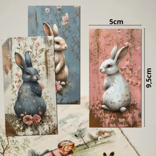 Nyomtatott dekorkarton - Vintage nyuszik 3db/csomag