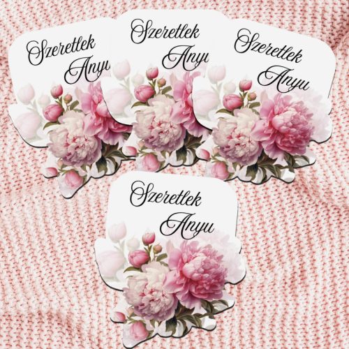 Nyomtatott dekorkarton - Szeretlek anyu virágos tábla 4db/cs