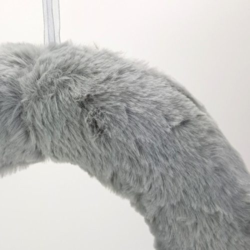 Szőrmés polisztirol félkoszorú 25cm szürke