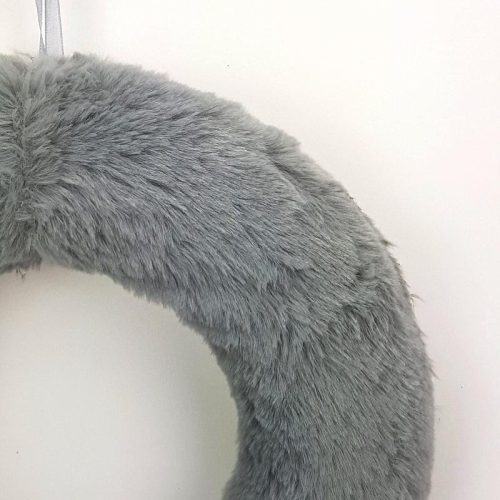 Szőrmés polisztirol félkoszorú 25cm szürke